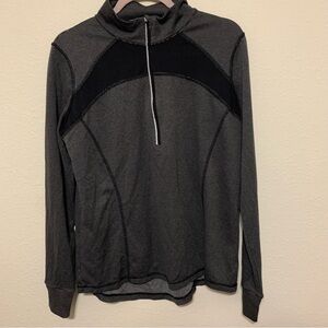 Xersion Women’s Charcoal and Black Zip-Up Long Sleeve Shirt Large Workout Light